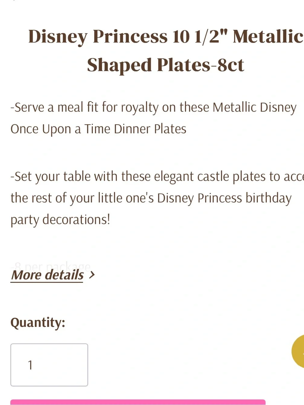 Disney Princess Paper Plates Metallic Once Upon A Time 2 Packs Party NWT